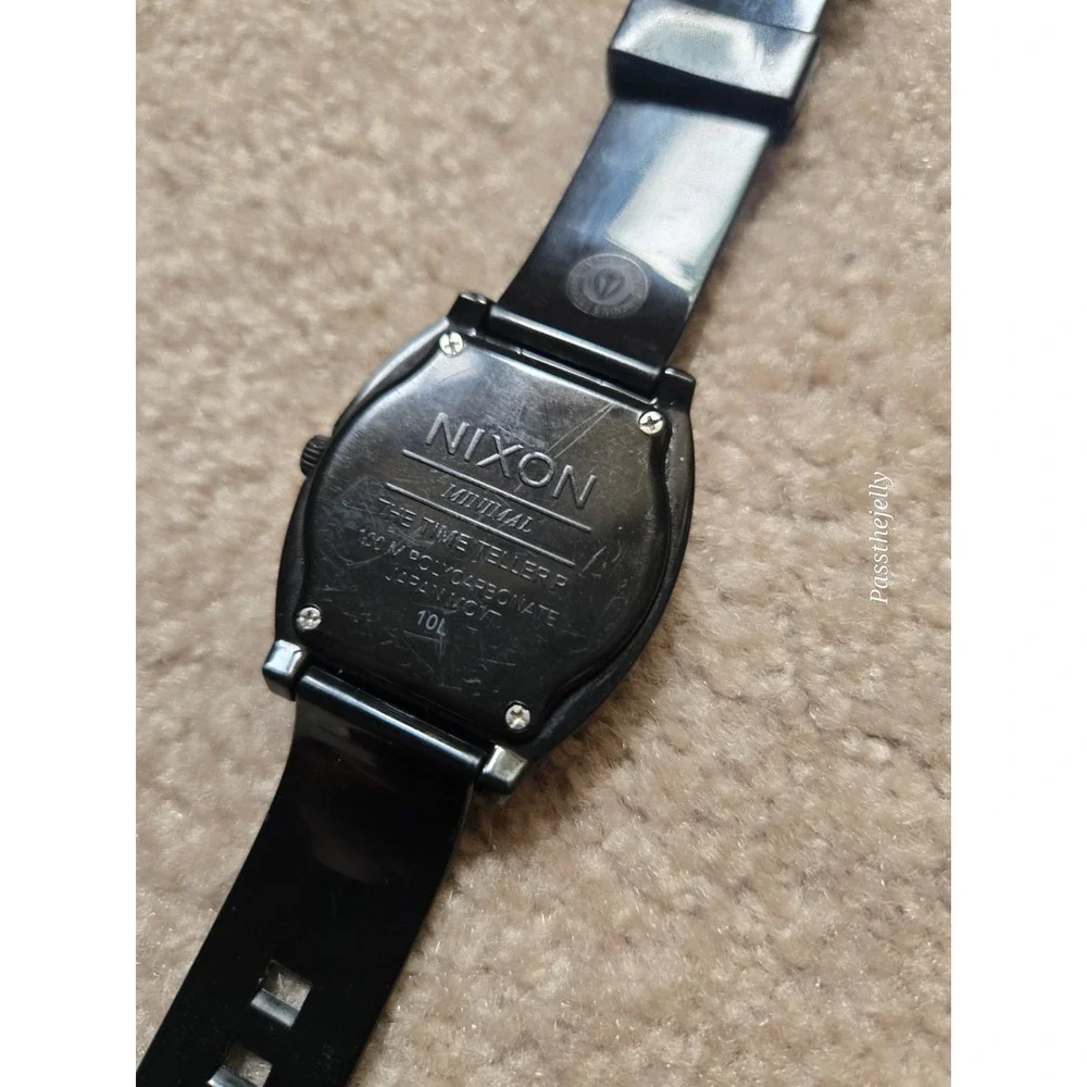 Vtg Nixon Time Teller Mens Watch Black Red Dial Quartz Skate Streetwear Y2K